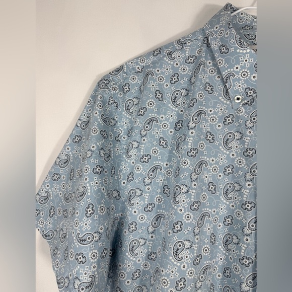 Southern Proper Men’s Paisley Shirt Casual Short Sleeve Button Down Blue Large - Picture 3 of 12